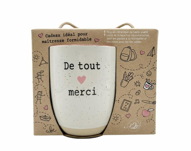 De tout coeur merci - Cadeau idéal pour maîtresse formidable. Coffret avec 1 mug en céramique et 1 l