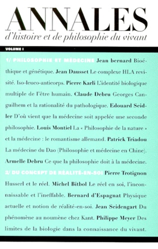ANNALES D'HISTOIRE ET DE PHILOSOPHIE DU VIVANT. Volume 1