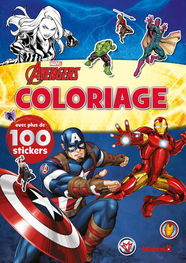 Avengers (Iron Man, Black Widow, Captain America). Coloriage avec plus de 100 stickers