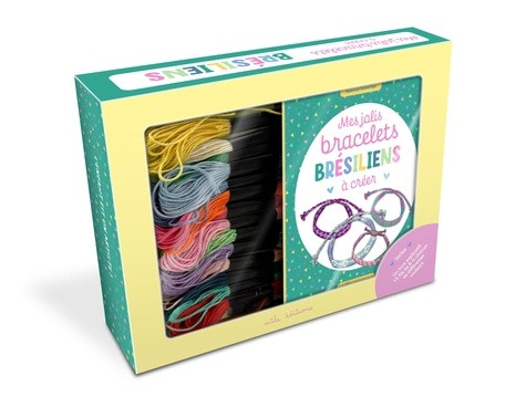 Mes jolis bracelets brésiliens à créer. Des fils de différentes couleurs et un livre explicatif
