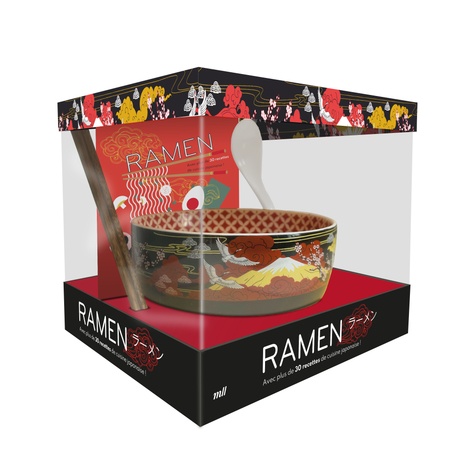 Coffret ramen, avec plus de 30 recettes de cuisine japonaise ! Avec un bol et une cuillère en cérami