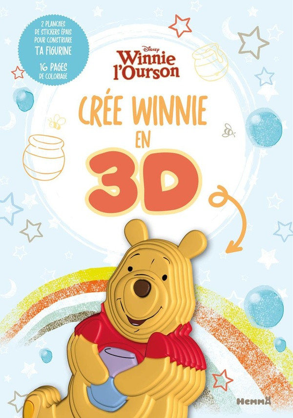 Disney Winnie l'Ourson Crée Winnie en 3D. Avec 2 planches de stickers épais pour construire ta figur