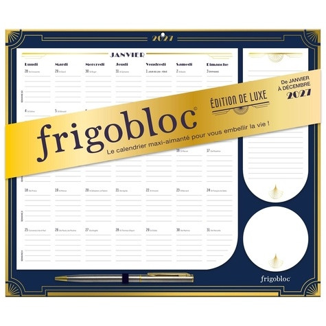 Frigobloc Mensuel Edition de luxe bleu. Avec 1 stylo, Edition 2027