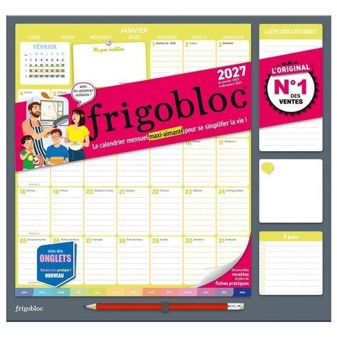 Frigobloc Le calendrier mensuel maxi-aimanté pour se simplifier la vie ! Avec 1 crayon, Edition 2027
