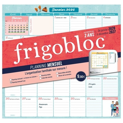 Frigobloc planning mensuel 2 ans