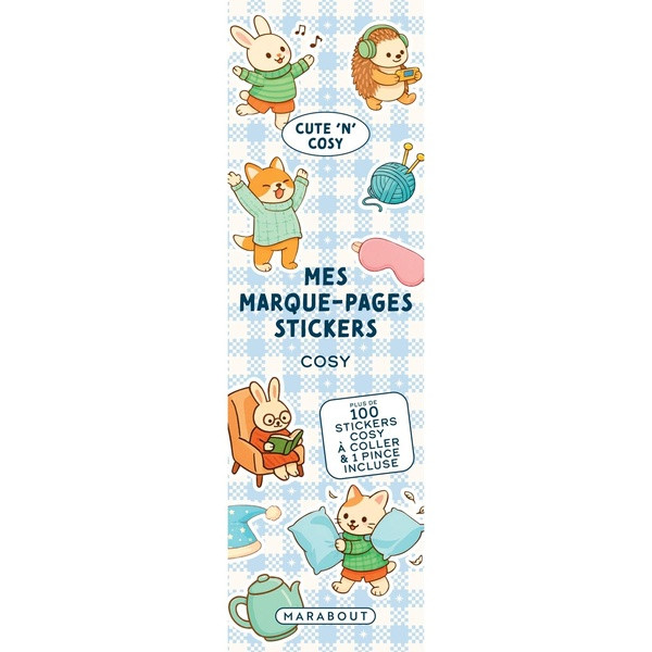 Mes marque-pages stickers Cosy. Plus de 100 stickers cosy à coller & 1 pince incluse