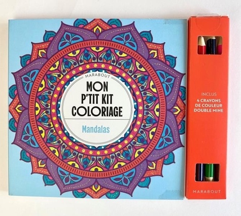 Mon p'tit kit coloriage Mandalas. Inclus : 4 crayons de couleur double mine