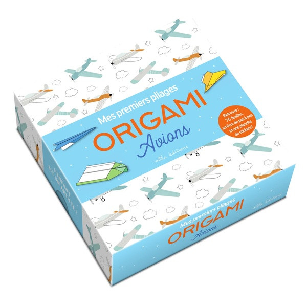 Origami - Avions - Mes premiers pliages (coffret). avec 75 feuilles, un livre de pas-à-pas et une pl
