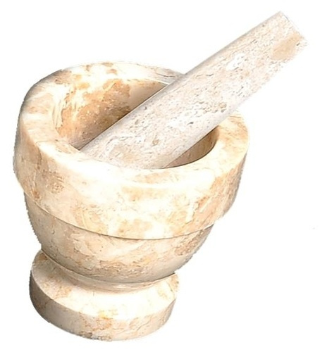 MORTIER & PILON EN MARBRE - COULEUR CHAMPAGNE