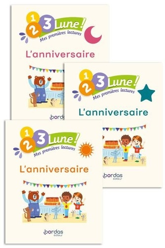 1, 2, 3, Lune!-premières lectures- L'Anniversaire(pack 1 album soleil 1 album étoile 1 album lune)