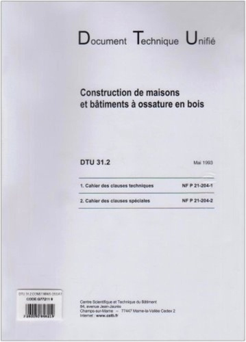DTU 31.2 Construction de maisons et bâtiments à ossature en bois