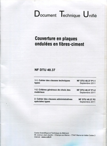 Nf dtu 40.37 couverture en plaques ondulees en fibres-ciment