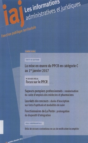 Les informations administratives et juridiques N°11-2016 : La mise en oeuvre du PPCR en catégorie C