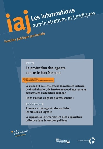 Les informations administratives et juridiques N° 7-8, juillet-août 2020 : La protection des agents