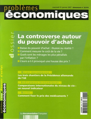 Problèmes économiques N° 2916, Mercredi 31 janvier 2007 : La controverse autour du pouvoir d'achat