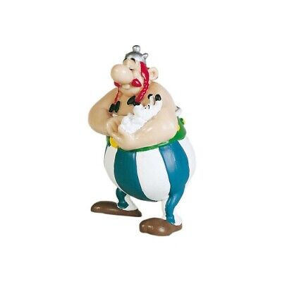 Figurine Astérix 8 cm : Obélix tenant Idéfix