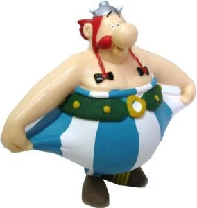 Figurine Astérix 8 cm : Obélix tenant son pantalon