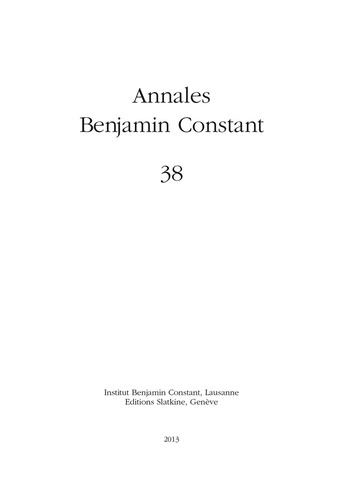 ANNALES BENJAMIN CONSTANT N.38 2013