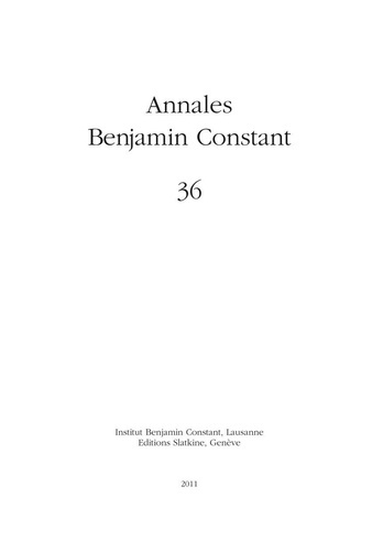 ANNALES BENJAMIN CONSTANT N.36 2011
