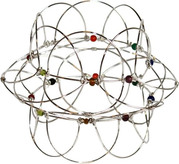 MANDALA 'LOTUS PUZZLE' AVEC PIERRES - ARGENTE