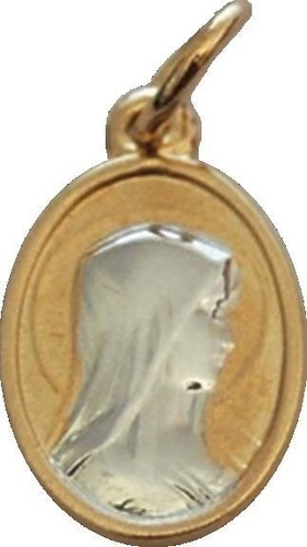 MEDAILLE OR - OVALE - VIERGE ARGENT MAT