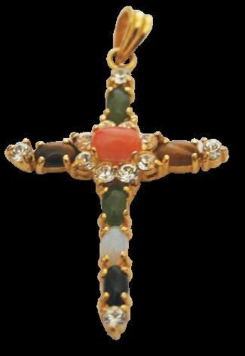 CROIX OR - PIERRES MULTICOLORES