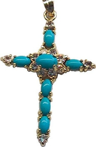 CROIX OR - TURQUOISE ET ZIRCONIUM