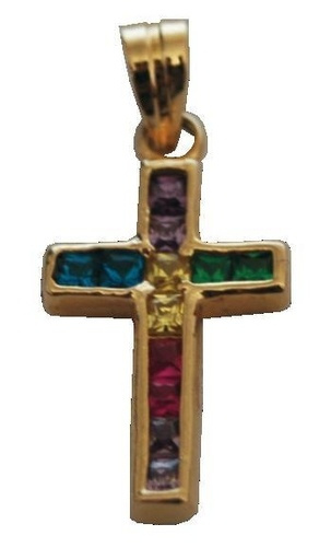 CROIX OR - PIERRES MULTICOLORES