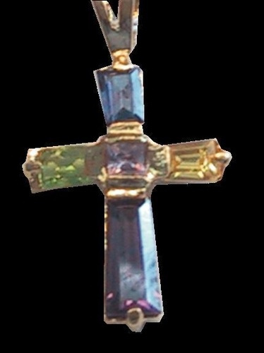 CROIX OR - PIERRES MULTICOLORES