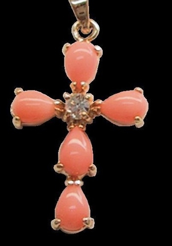 CROIX OR - CORAIL ET ZIRCONIUM