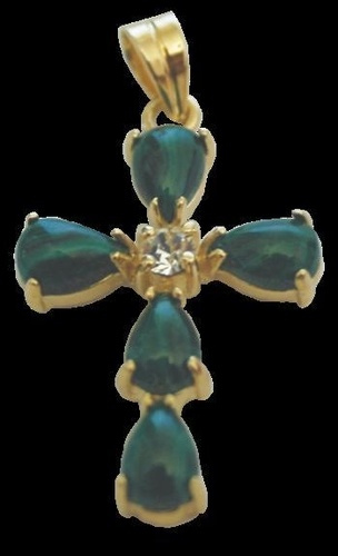 CROIX OR - MALACHITE ET ZIRCONIUM
