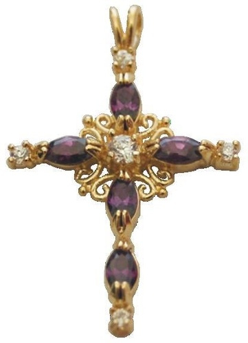 CROIX OR - AMETHYSTE ET ZIRCONIUM