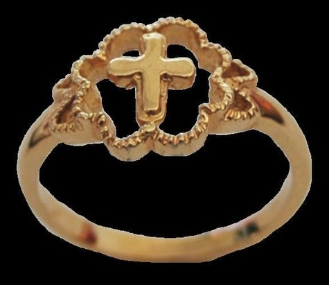 BAGUE OR AVEC CROIX - TAILLE 52