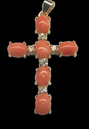 CROIX OR - CORAIL ET ZIRCONIUM