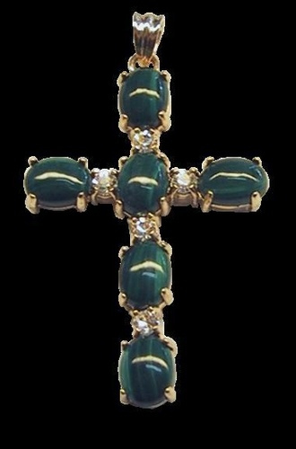 CROIX OR - MALACHITE ET ZIRCONIUM