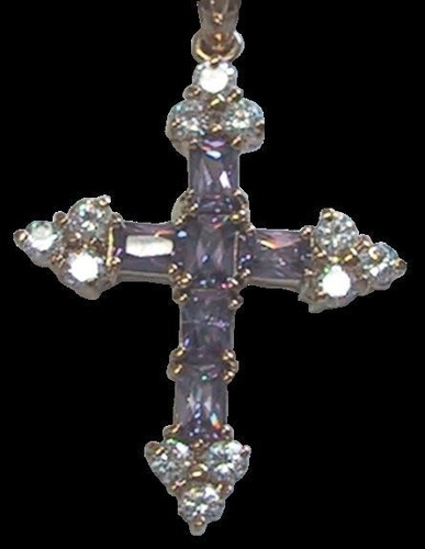 CROIX LATINE AMETHYSTE ET ZIRCONIUM