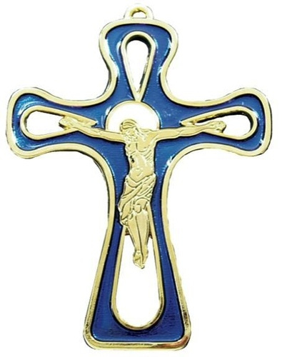 CROIX METAL BLEUE/TRANSPARENT CHRIST