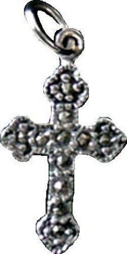 CROIX LATINE ARGENT ET MARCASSITE