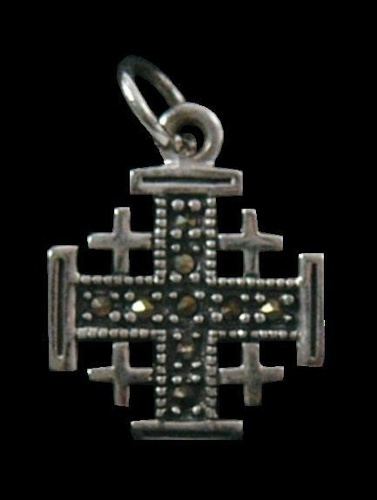 CROIX DE JERUSALEM ARGENT ET MARCASSITE