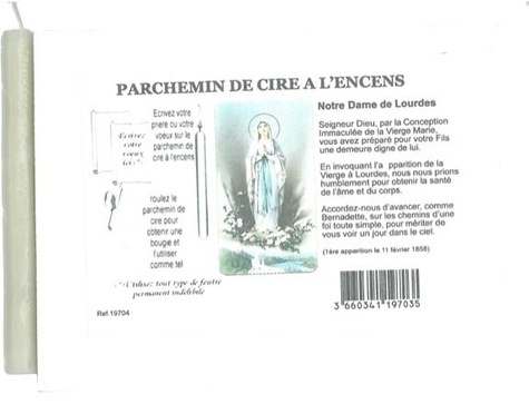 PARCHEMIN DE CIRE A L'ENCENS - NOTRE DAME DE LOURDES