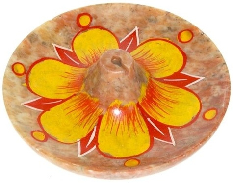 Porte encens Tibétain rond pierre