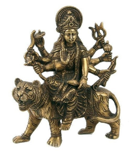Durga sur tigre doré - Inde - 20 cm