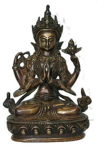 Tchenrezi laiton vieilli - Inde - 20 cm