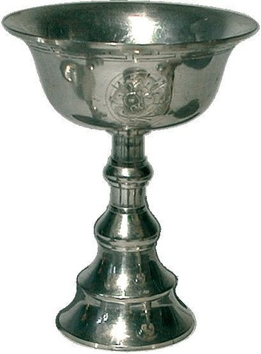 Lampe à beurre métal blanc gravé - PM