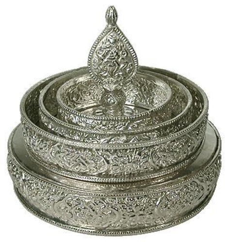 Mandala métal blanc lot de 5 - GM