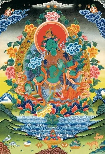 Thangka transfert encadré - Tara verte