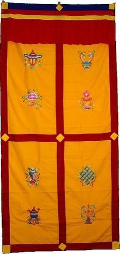 Tenture de porte Tibétaine brodée - jaune