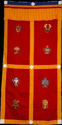 Tenture de porte Tibétaine brodée - rouge