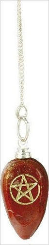 Pendule goutte pentagramme - jaspe rouge