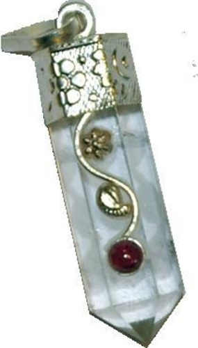 Pendentif pointe ornée - Cristal de roche